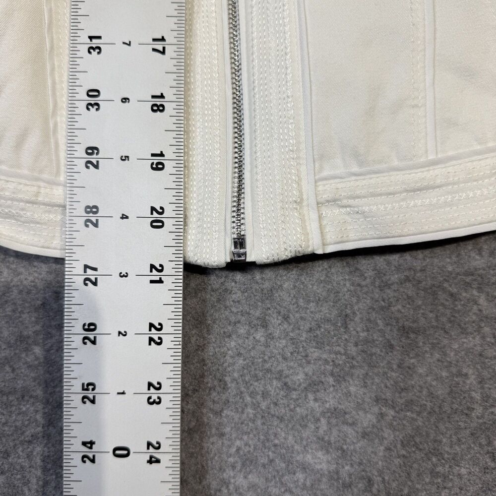 White House Black Market Short White Zip-up Jacket Women Size 10 - Picture 9 of 9